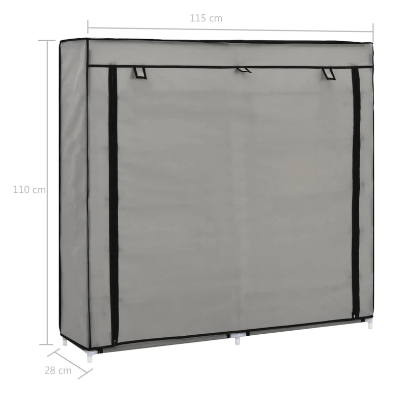 Armoire à chaussures range chaussures rangement meuble entrée couloir salon avec housse 115 x 28 x 110 cm Tissu gris 02_0021409
