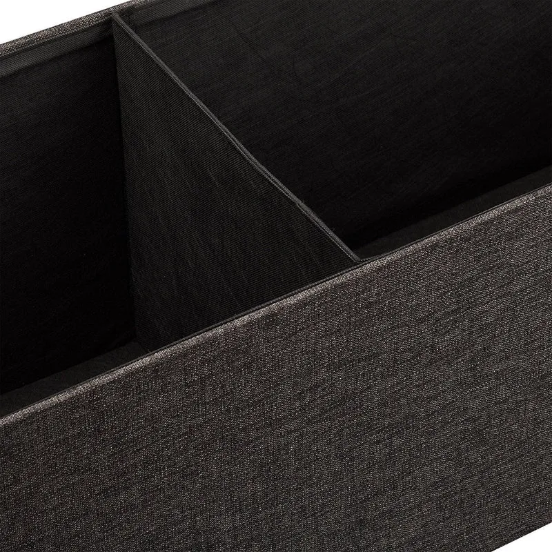 Banquette banc pour coffre de rangement en lin avec couvercle marron 114 cm 3013009
