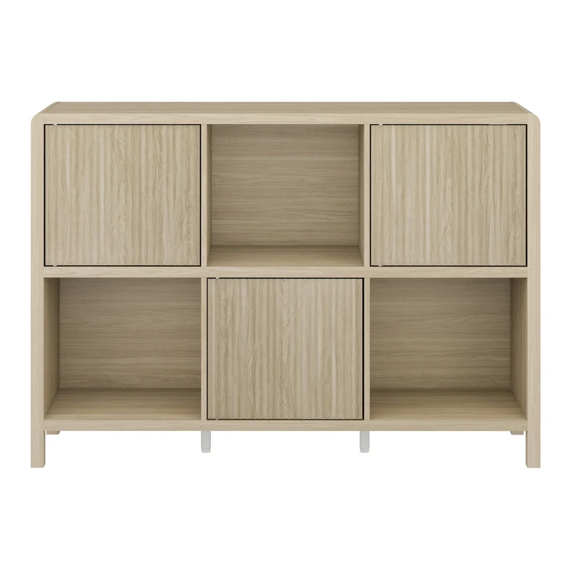 Commode meuble de rangement pratique entrée salon chambre 76,5 x 110 x 30 cm effet chêne 03_0009300