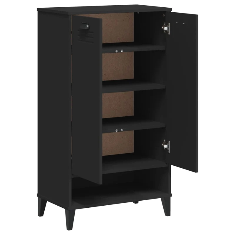 Armoire à chaussures range chaussures rangement meuble entrée couloir salon bois d'ingénierie noir 02_0022123