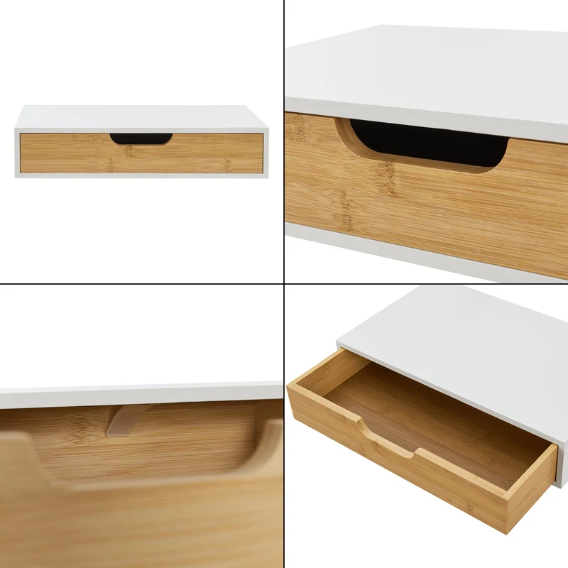 Lot de 2 étagères murales meuble de rangement moderne 40 x 24 x 8 cm blanc 03_0009734