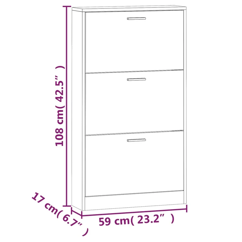Armoire à chaussures range chaussures rangement meuble entrée couloir salon 59 x 17 x 108 cm bois d'ingénierie gris 02_0021819