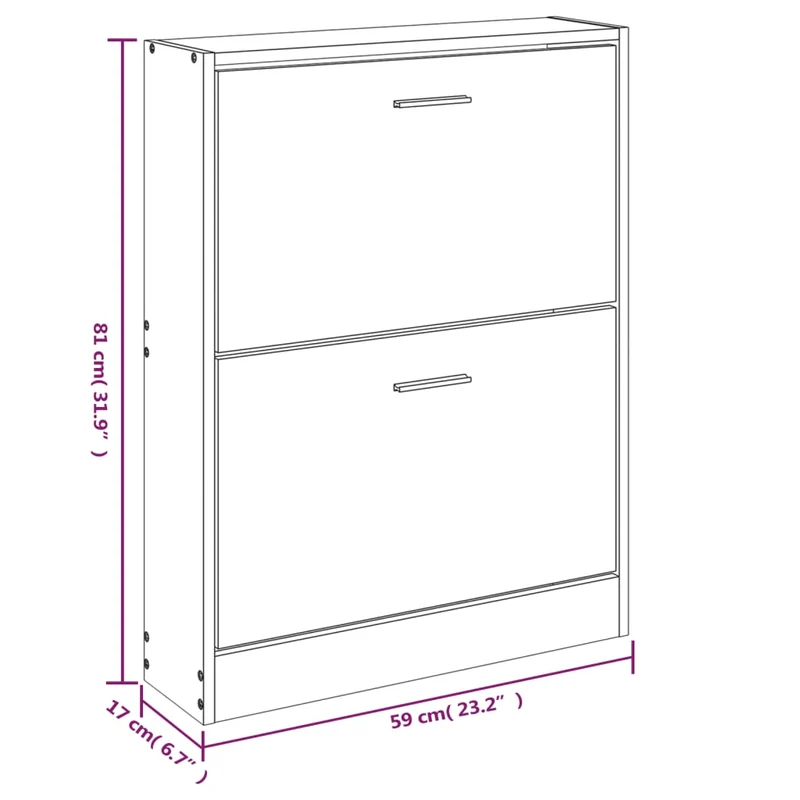 Armoire à chaussures range chaussures rangement meuble entrée couloir salon 59 x 17 x 81 cm bois d'ingénierie brun 02_0021634