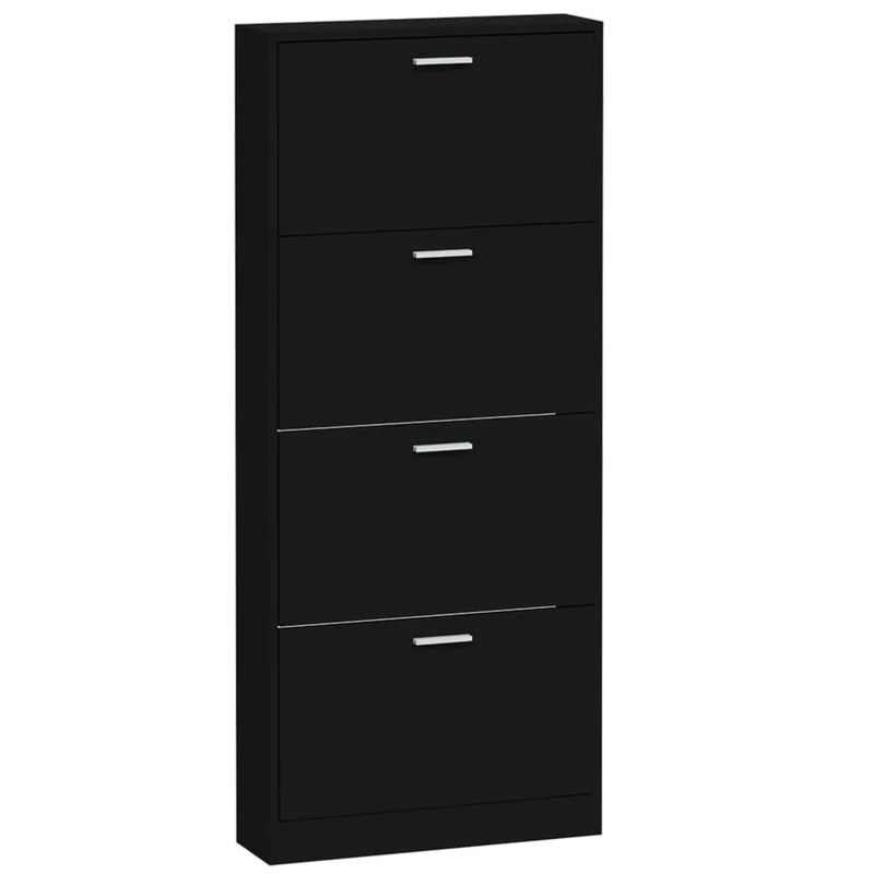 Armoire à chaussures range chaussures rangement meuble entrée couloir salon 59 x 17 x 150 cm bois d'ingénierie noir 02_0021983