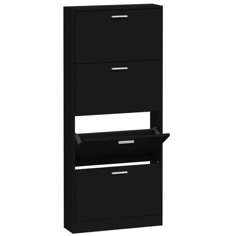 Armoire à chaussures range chaussures rangement meuble entrée couloir salon 59 x 17 x 150 cm bois d'ingénierie noir 02_0021983