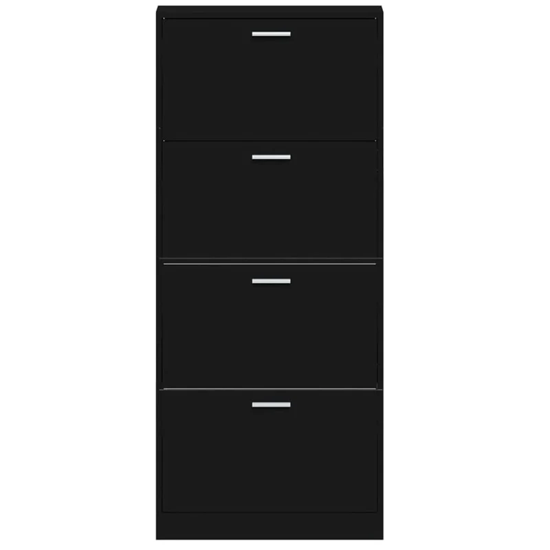 Armoire à chaussures range chaussures rangement meuble entrée couloir salon 59 x 17 x 150 cm bois d'ingénierie noir 02_0021983