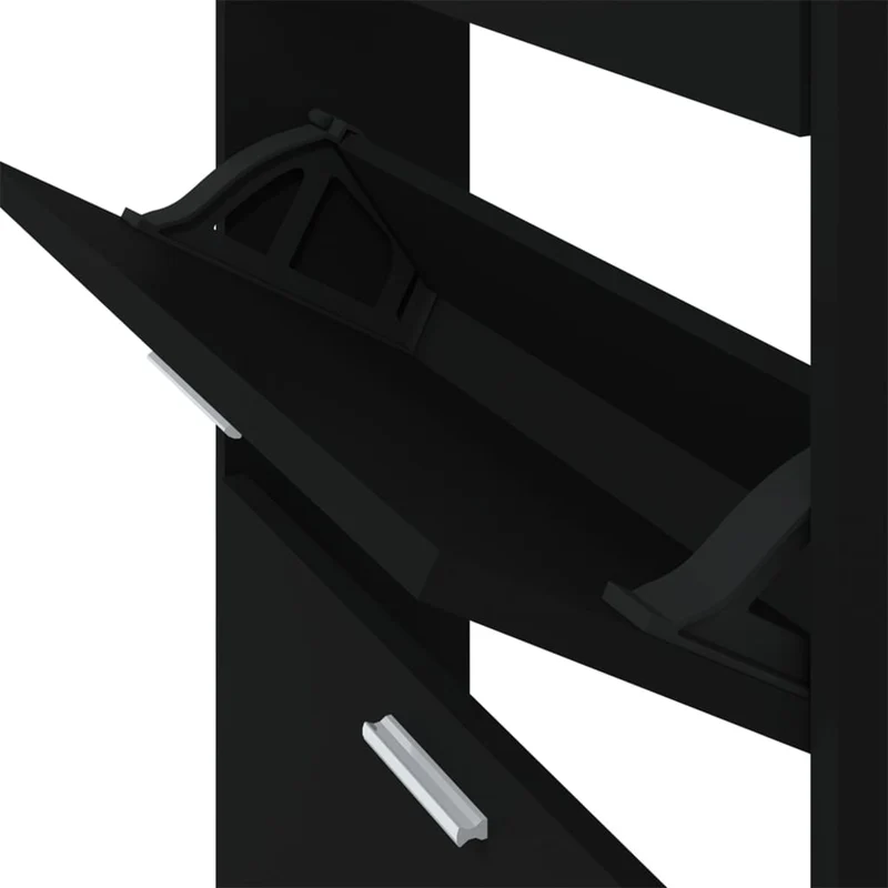 Armoire à chaussures range chaussures rangement meuble entrée couloir salon 59 x 17 x 150 cm bois d'ingénierie noir 02_0021983