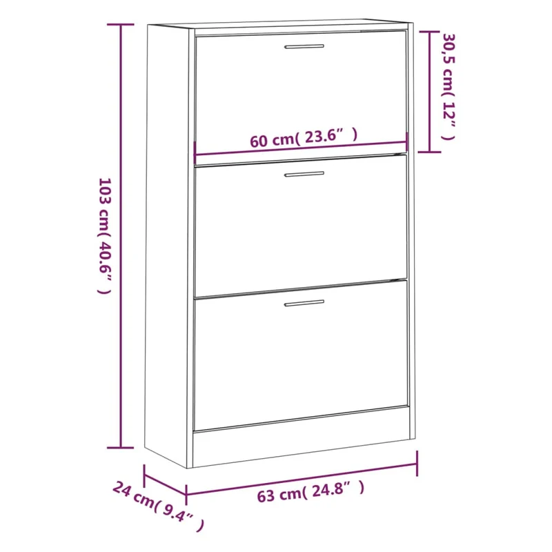 Armoire à chaussures range chaussures rangement meuble entrée couloir salon 63 x 24 x 103 cm bois d'ingénierie brun 02_0021644