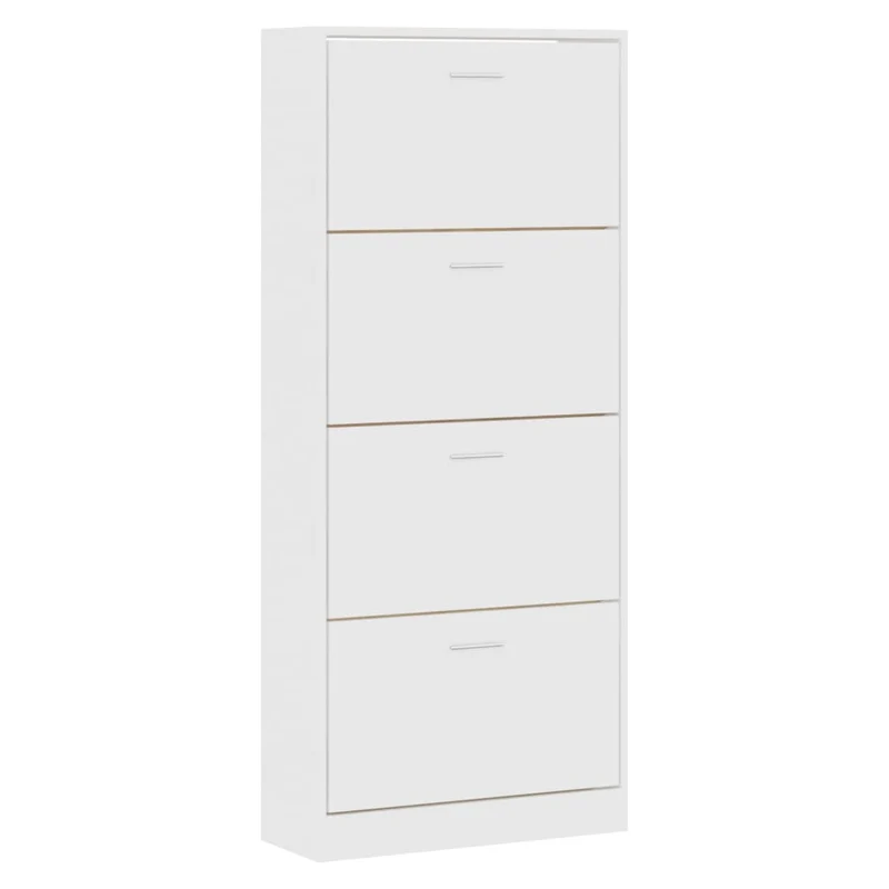 Armoire à chaussures range chaussures rangement meuble entrée couloir salon 63 x 24 x 147 cm bois d'ingénierie blanc 02_0021494