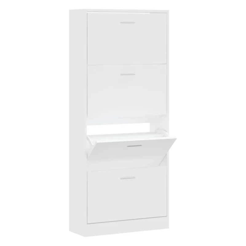Armoire à chaussures range chaussures rangement meuble entrée couloir salon 63 x 24 x 147 cm bois d'ingénierie blanc 02_0021494