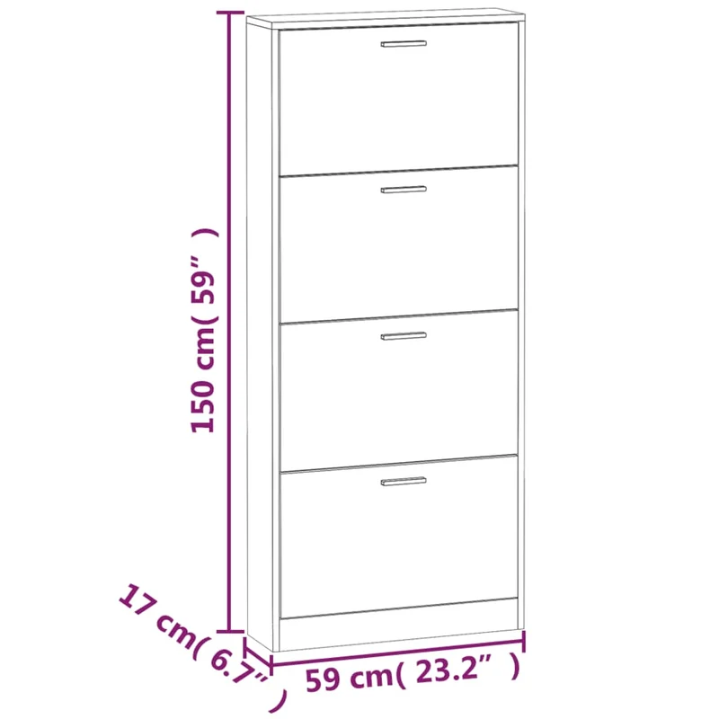 Armoire à chaussures range chaussures rangement meuble entrée couloir salon 59 x 17 x 150 cm bois d'ingénierie brun 02_0021632