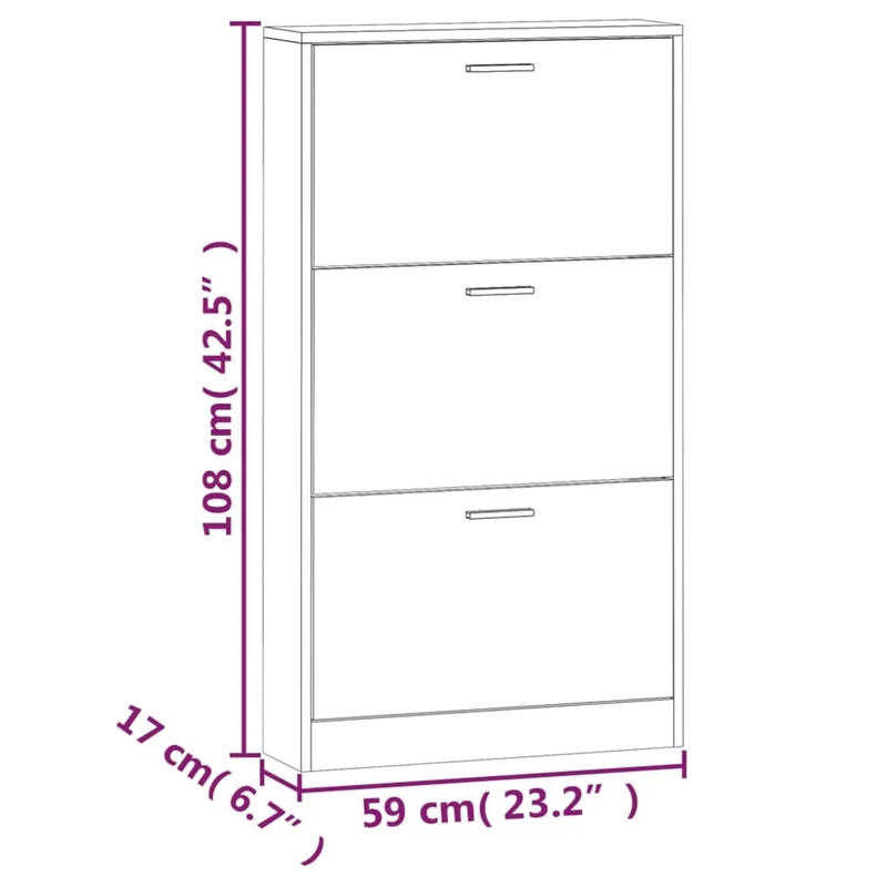 Armoire à chaussures range chaussures rangement meuble entrée couloir salon 59 x 17 x 108 cm bois d'ingénierie brun 02_0021631