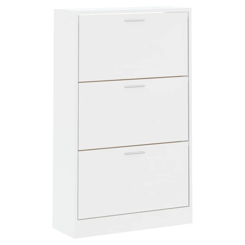 Armoire à chaussures range chaussures rangement meuble entrée couloir salon brillant 63 x 24 x 103 cm bois ingénierie blanc 02_0021310
