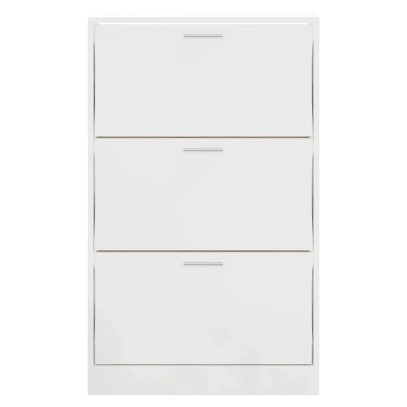 Armoire à chaussures range chaussures rangement meuble entrée couloir salon brillant 63 x 24 x 103 cm bois ingénierie blanc 02_0021310