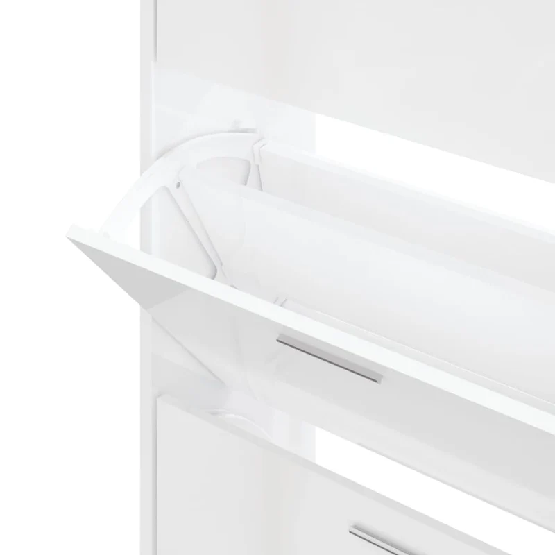 Armoire à chaussures range chaussures rangement meuble entrée couloir salon brillant 63 x 24 x 103 cm bois ingénierie blanc 02_0021310