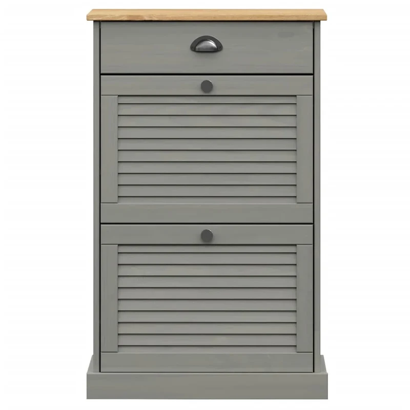 Armoire à chaussures range chaussures rangement meuble entrée couloir salon 60 x 35 x 96 cm bois massif de pin gris 02_0022115