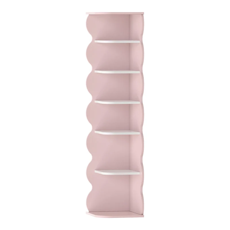Étagère design intemporel salon chambre meuble de rangement à chaussures pour enfants 108 x 27 x 27 cm rose blanc 03_0011325