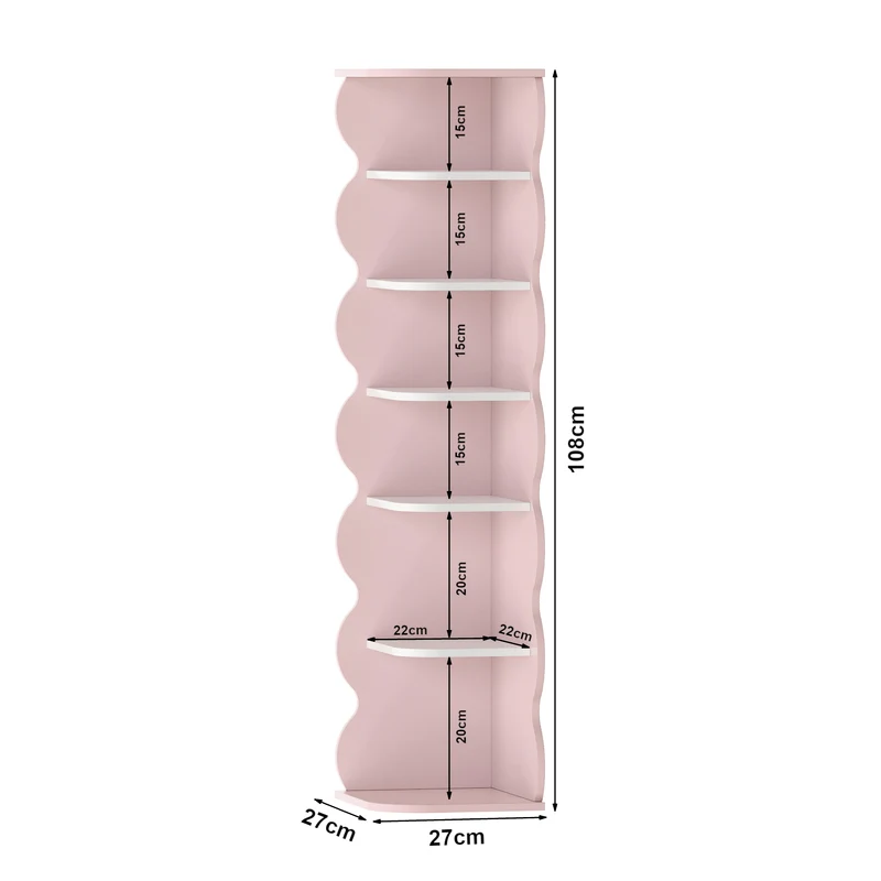 Étagère design intemporel salon chambre meuble de rangement à chaussures pour enfants 108 x 27 x 27 cm rose blanc 03_0011325