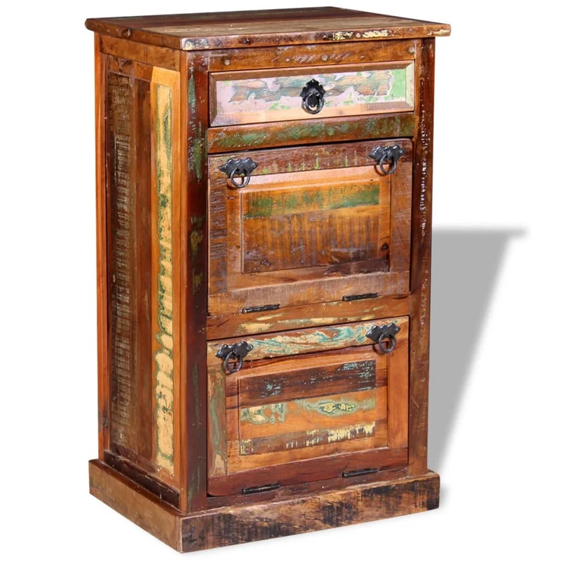 Armoire à chaussures range chaussures rangement meuble entrée couloir salon 4 couches avec tiroir bois de récupération multicolore 02_0021353