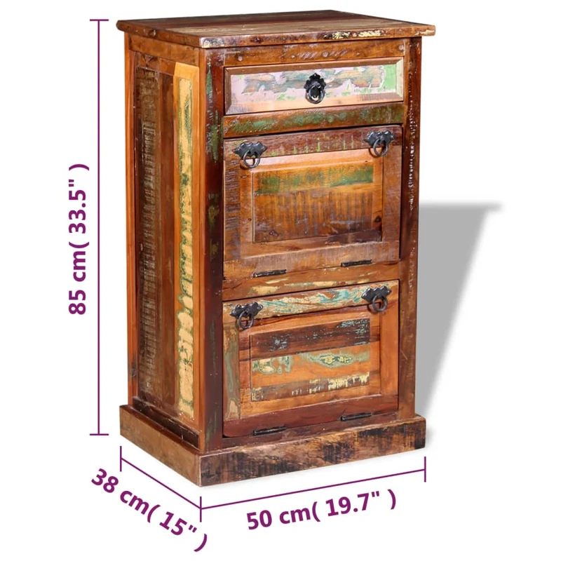 Armoire à chaussures range chaussures rangement meuble entrée couloir salon 4 couches avec tiroir bois de récupération multicolore 02_0021353