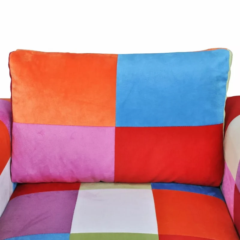 Fauteuil chaise siège lounge design club sofa salon cube avec de patchwork chrome tissu 1102040/3