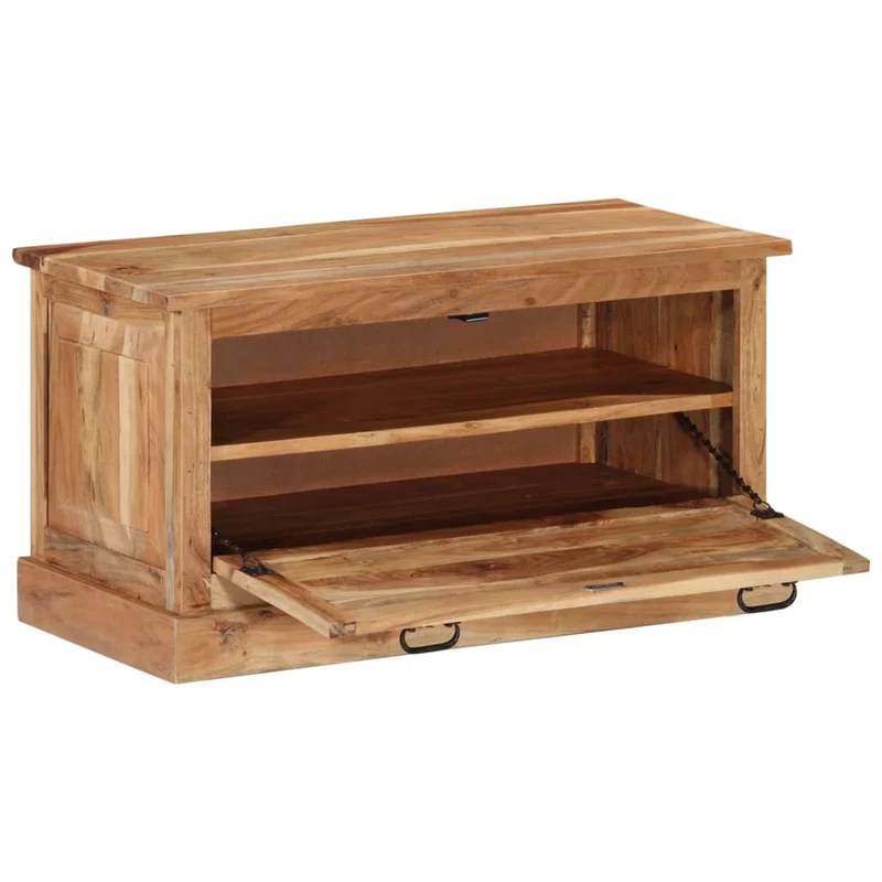 Banc banquette de rangement de chaussures 85 x 40 x 45 cm bois d'acacia massif 02_0010916