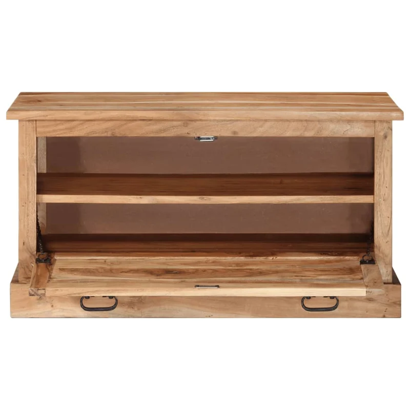 Banc banquette de rangement de chaussures 85 x 40 x 45 cm bois d'acacia massif 02_0010916