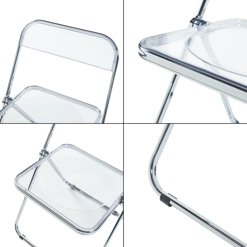Lot de 2 chaises pliantes extérieur jardin camping terrasse 74 x 46 x 47 cm transparent 03_0009648
