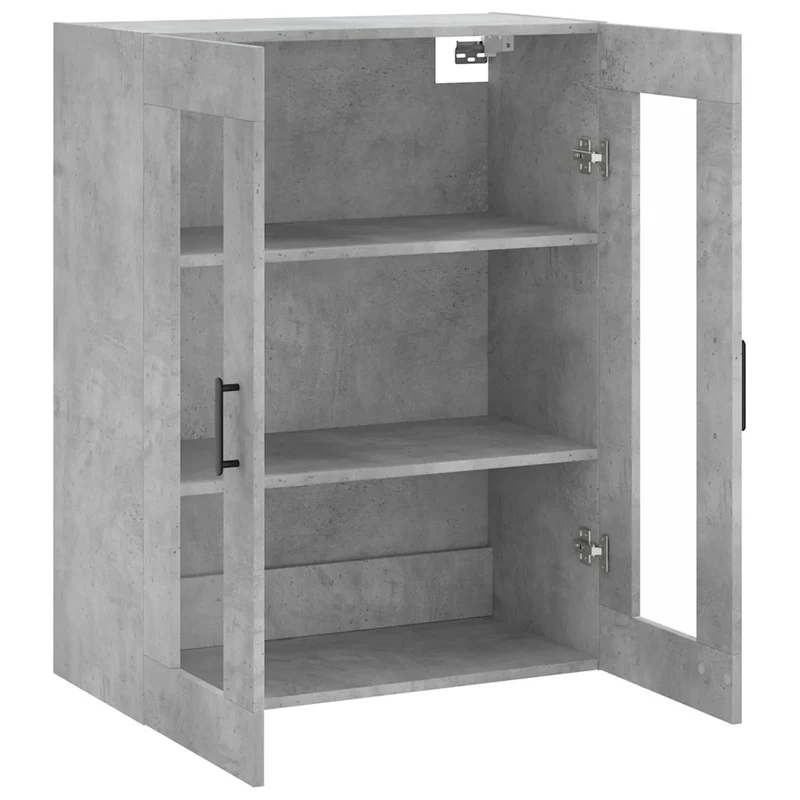 Armoire murale design pratique rangement haut 69,5 x 34 x 90 cm en bois d'ingénierie gris béton 02_0048632