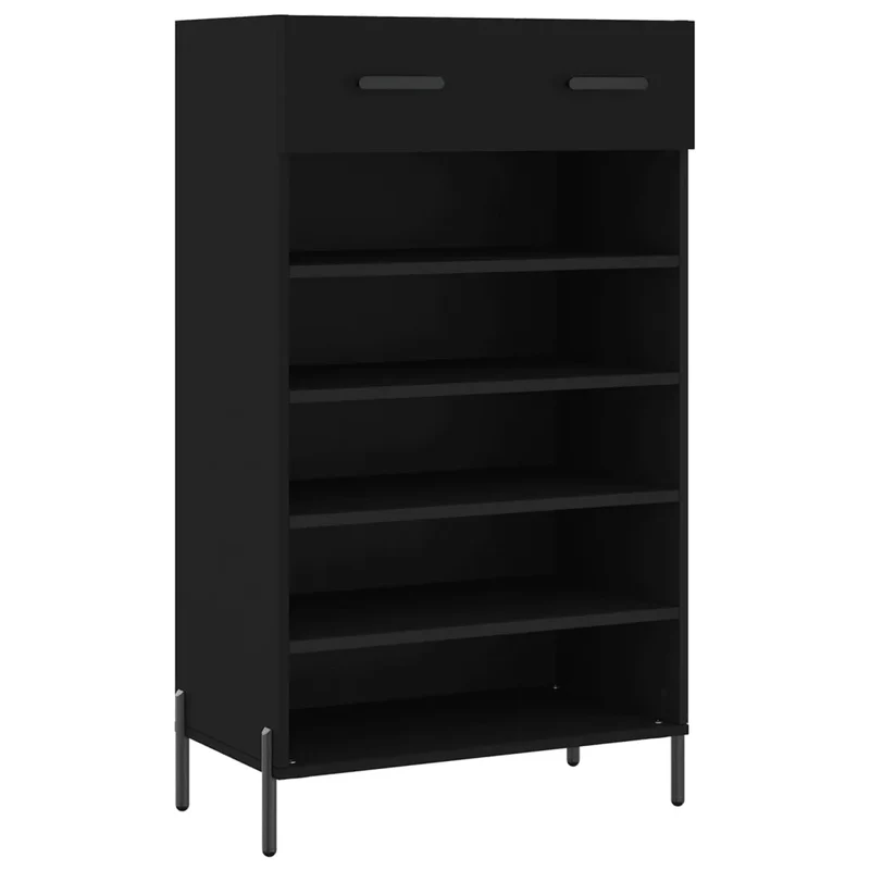 Armoire à chaussures noire 60 x 35 x 105 cm grand espace de rangement style industriel en bois noir 02_0048723