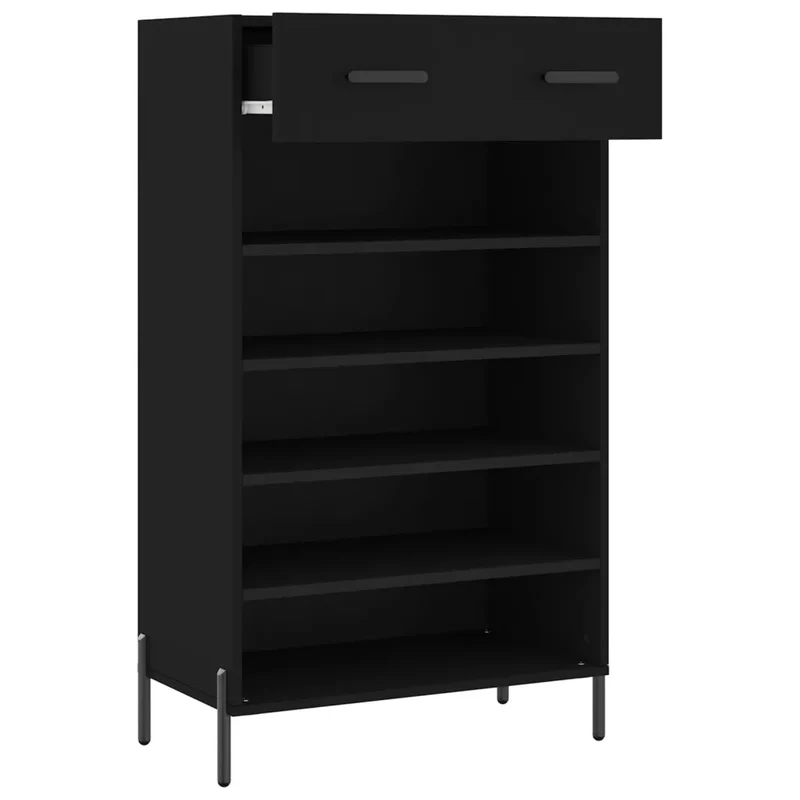 Armoire à chaussures noire 60 x 35 x 105 cm grand espace de rangement style industriel en bois noir 02_0048723