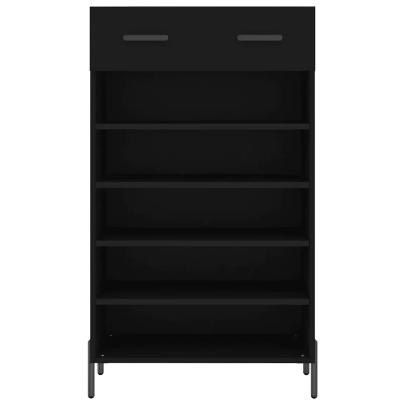 Armoire à chaussures noire 60 x 35 x 105 cm grand espace de rangement style industriel en bois noir 02_0048723