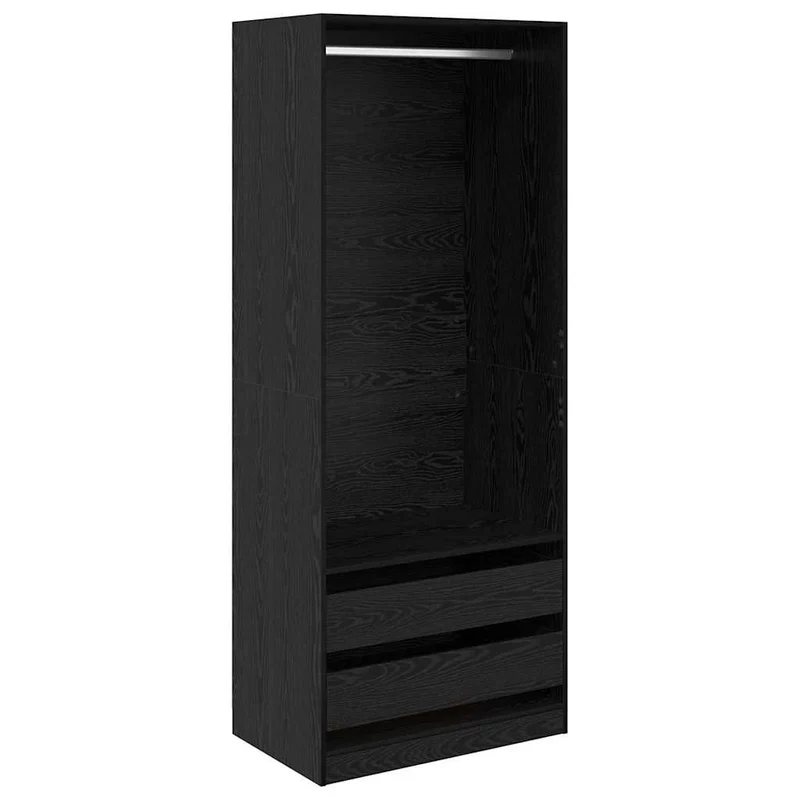 Armoire moderne de rangement 80 x 50 x 203 cm avec 2 tiroirs style minimaliste en bois d'ingénierie chêne noir 02_0056114