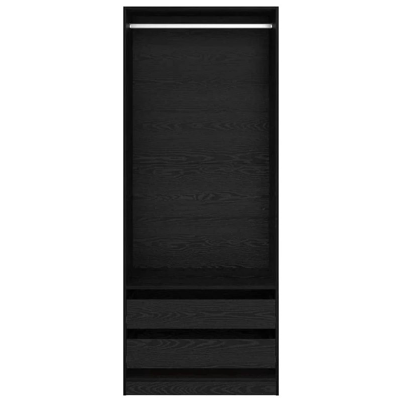 Armoire moderne de rangement 80 x 50 x 203 cm avec 2 tiroirs style minimaliste en bois d'ingénierie chêne noir 02_0056114