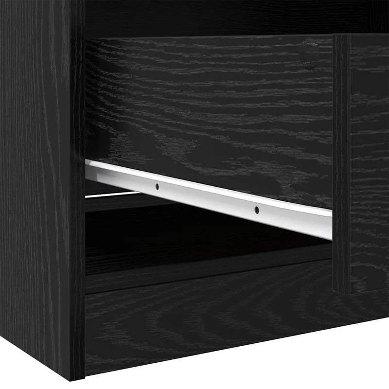 Armoire moderne de rangement 80 x 50 x 203 cm avec 2 tiroirs style minimaliste en bois d'ingénierie chêne noir 02_0056114