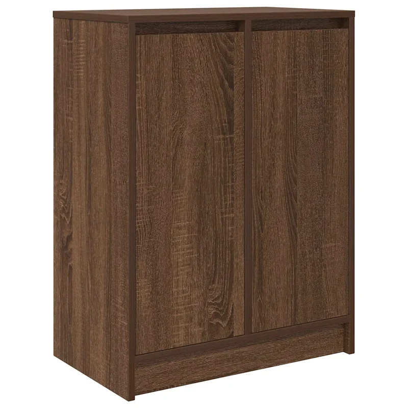 Armoire à chaussures chêne marron 57 x 34 x 76 cm avec portes espace de rangement contemporain en bois d'ingénierie marron 02_0051775