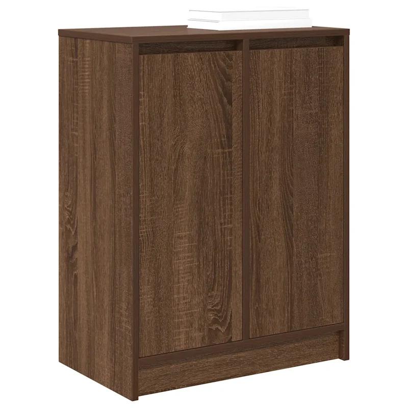 Armoire à chaussures chêne marron 57 x 34 x 76 cm avec portes espace de rangement contemporain en bois d'ingénierie marron 02_0051775