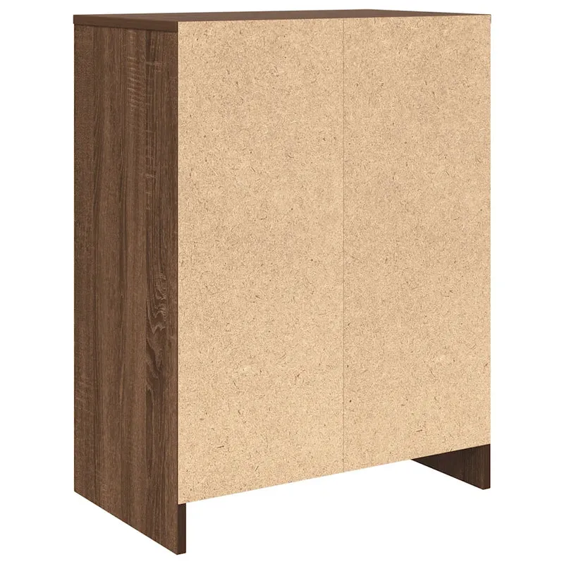 Armoire à chaussures chêne marron 57 x 34 x 76 cm avec portes espace de rangement contemporain en bois d'ingénierie marron 02_0051775