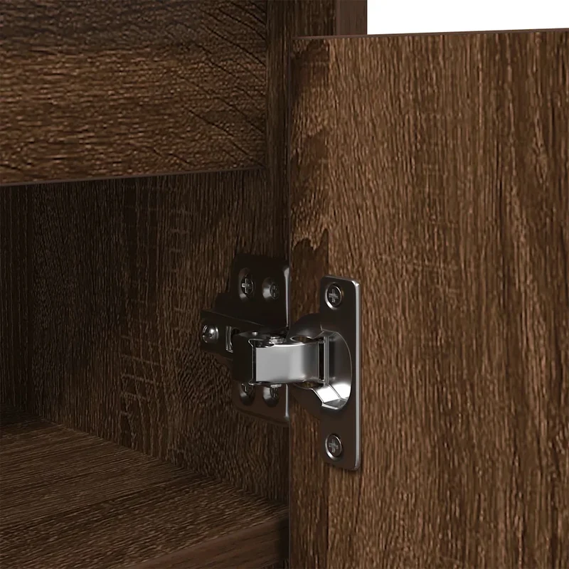 Armoire à chaussures chêne marron 57 x 34 x 76 cm avec portes espace de rangement contemporain en bois d'ingénierie marron 02_0051775