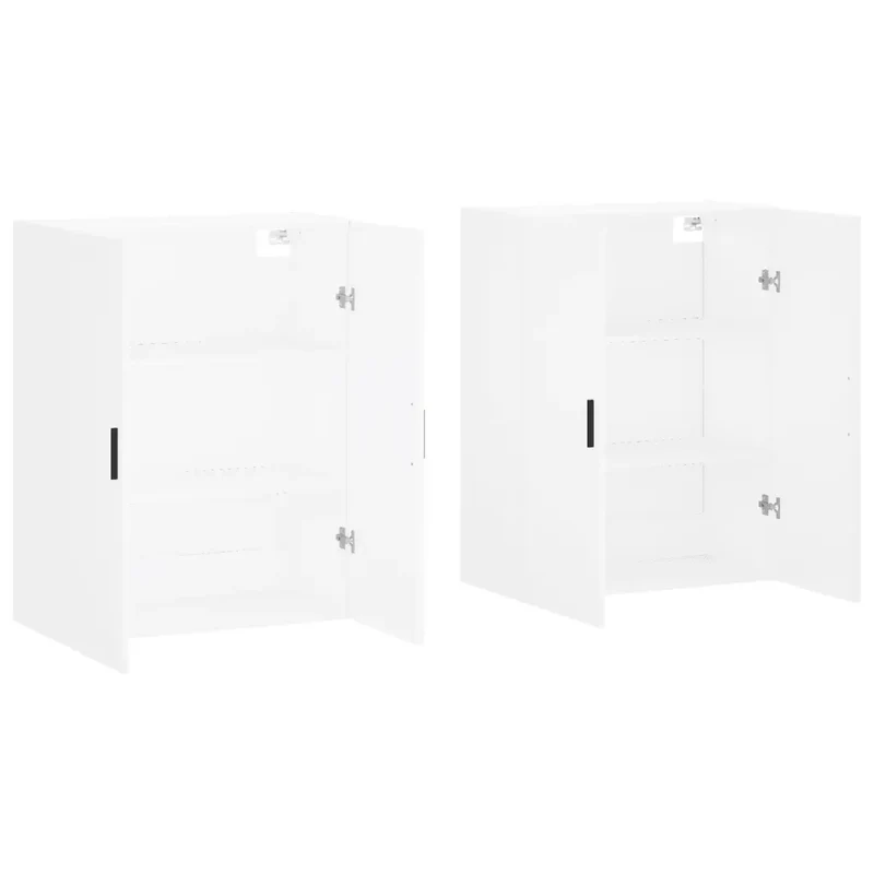 Lot de 2 armoires murales design pratique rangement 69,5 x 34 x 90 cm en bois d'ingénierie blanc 02_0055368