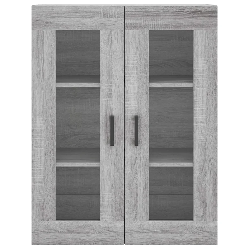 Armoire murale élégante avec porte vitrée 69,5 x 34 x 90 cm pour un rangement optimisé en bois gris 02_0048629