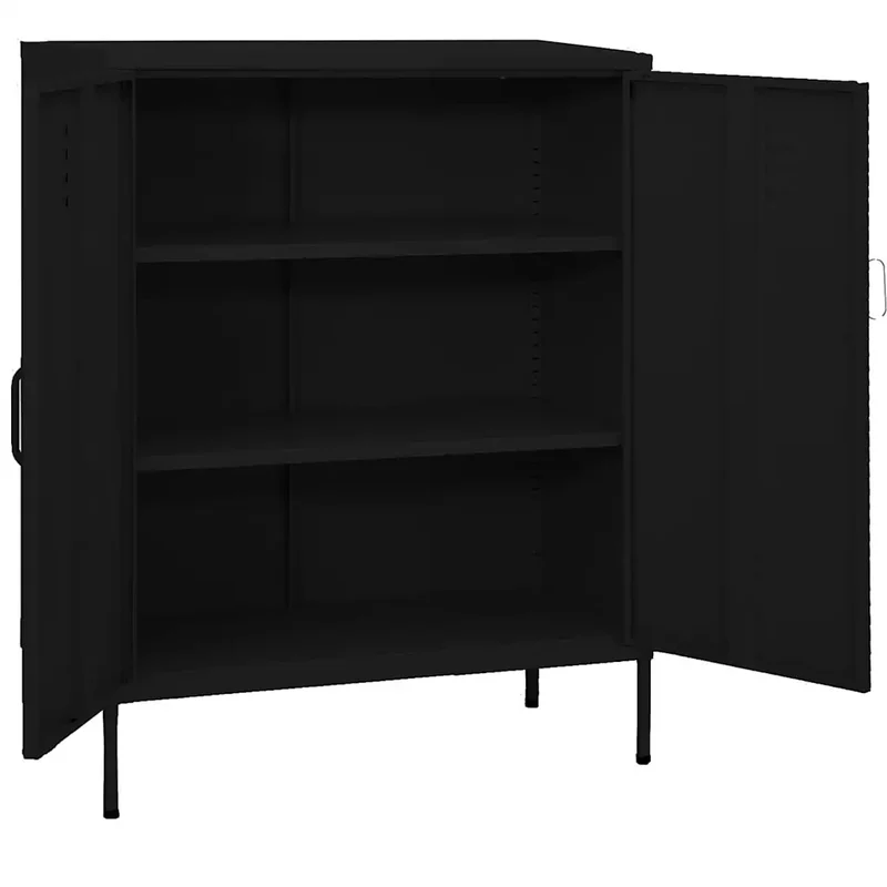 Armoire de rangement pratique 80 x 35 x 101 cm avec étagères réglables style moderne en acier noir 02_0046860