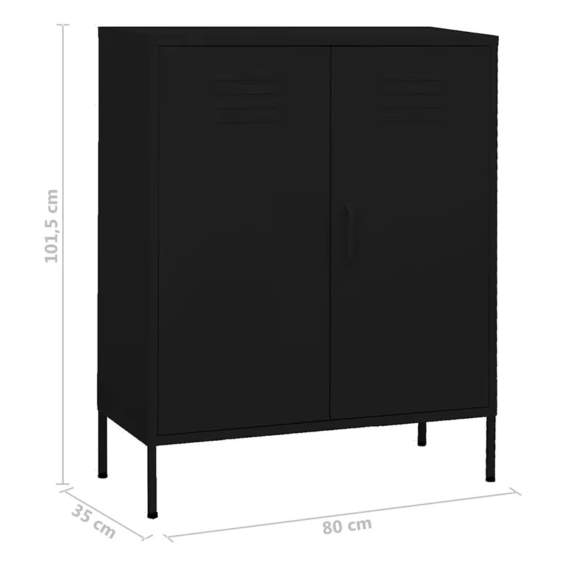 Armoire de rangement pratique 80 x 35 x 101 cm avec étagères réglables style moderne en acier noir 02_0046860