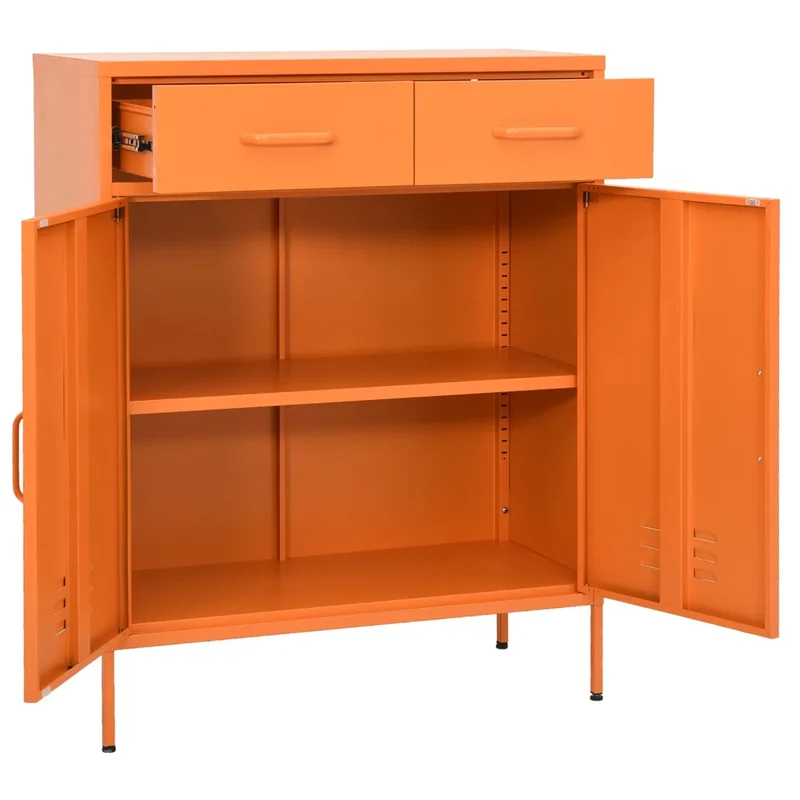 Armoire de rangement orange 80 x 35 x 101,5 cm avec tiroirs extensibles design moderne en acier orange 02_0046847