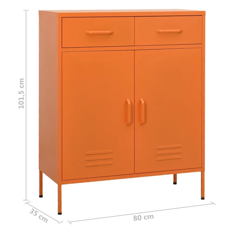 Armoire de rangement orange 80 x 35 x 101,5 cm avec tiroirs extensibles design moderne en acier orange 02_0046847