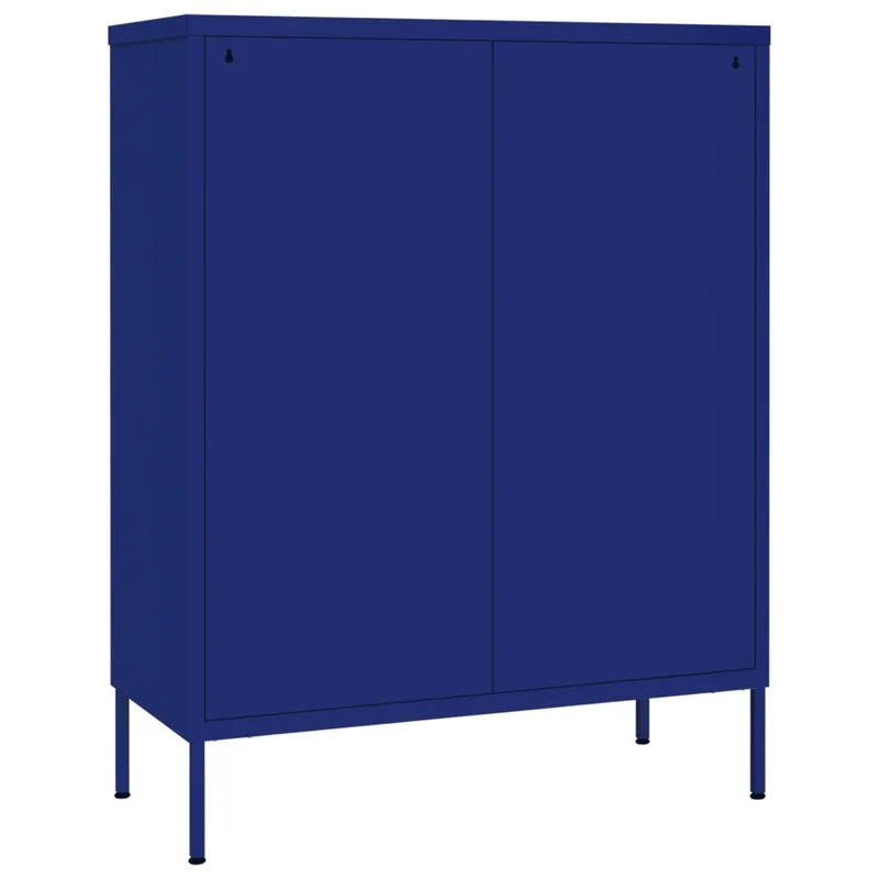 Armoire à tiroirs rangement 80 x 35 x 101 cm 6 tiroirs glissières en acier bleu marine 02_0046836