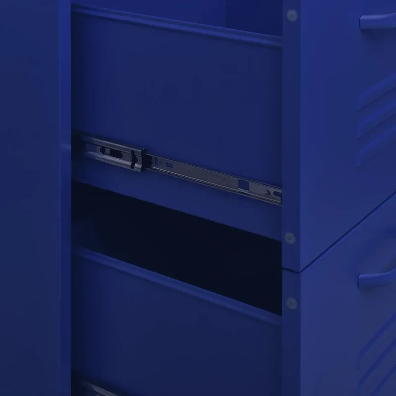 Armoire à tiroirs rangement 80 x 35 x 101 cm 6 tiroirs glissières en acier bleu marine 02_0046836
