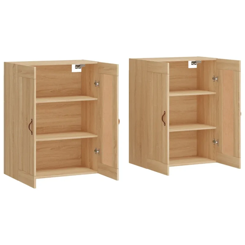Lot de 2 armoires murales pratiques et décoratives grand espace rangement 69,5 x 34 x 90 cm en bois d'ingénierie chêne sonoma 02_0055462