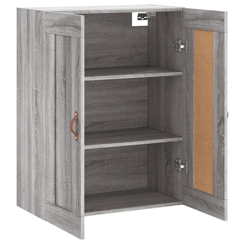 Armoire murale polyvalente rangement 69,5 x 34 x 90 cm design élégant finition mate en bois d'ingénierie gris 02_0048901