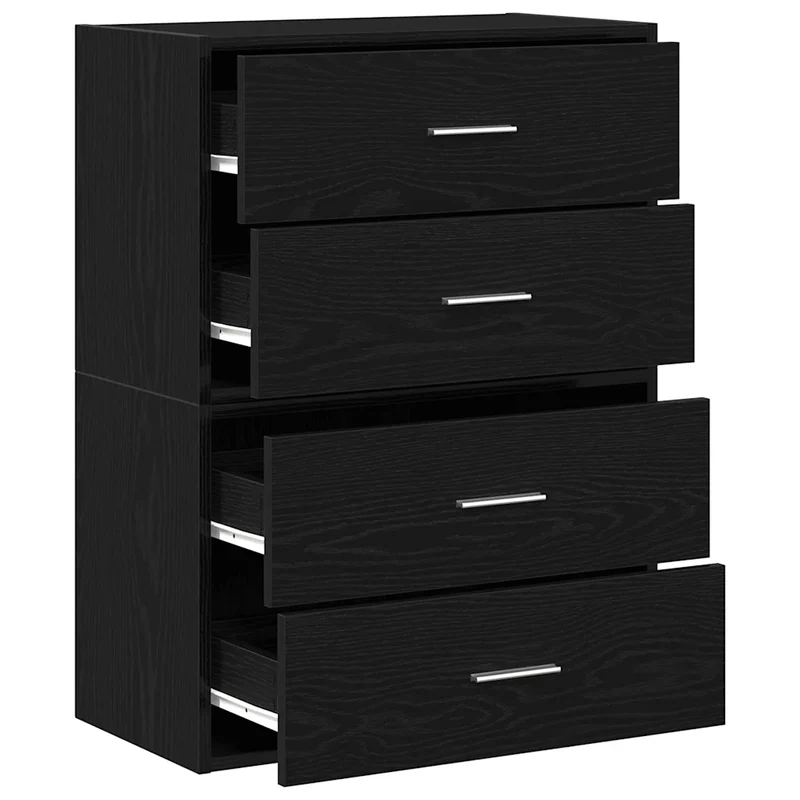 Lot de 2 armoires de rangement avec 2 tiroirs 60 x 31 x 40 cm en bois d'ingénierie chêne noir 02_0051191